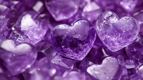 Purple Crystalline Hearts: Macro Gem Structure in Violet Light