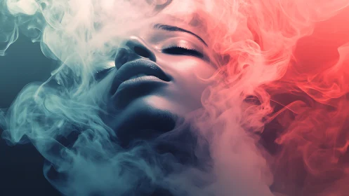 Dreamlit portrait in neon mist and soft vapor glow.