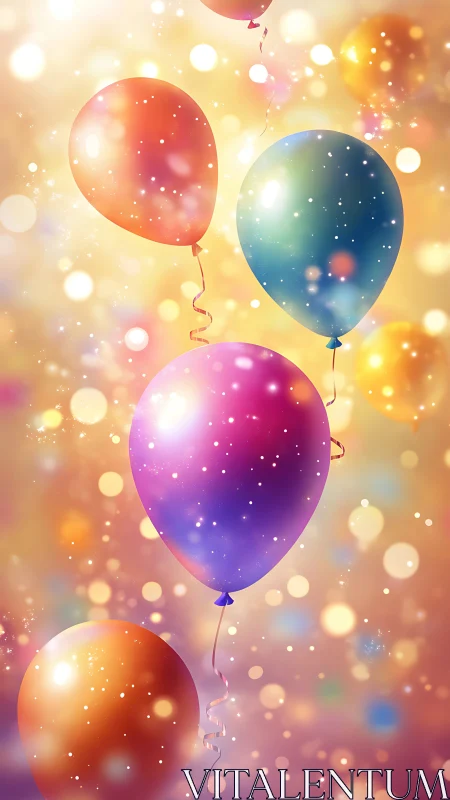 Luminescent Spheres Dance Through Golden Sparkle Reverie.