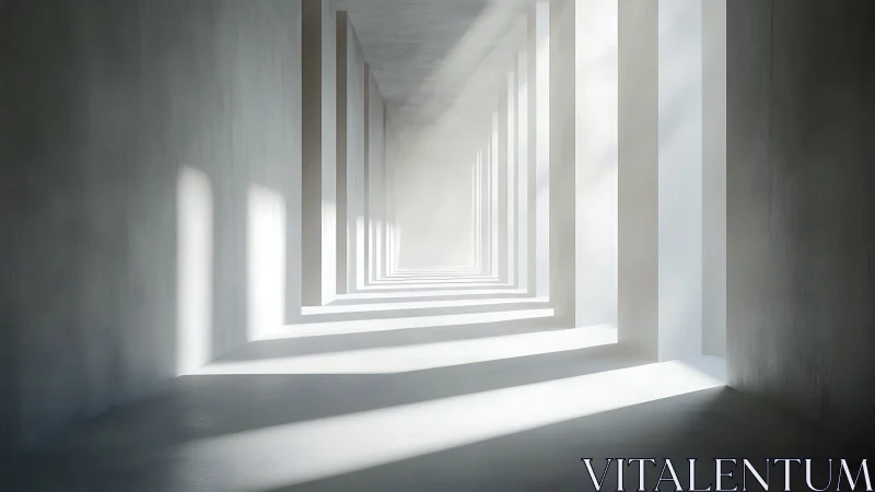 Minimalist Corridor with Receding Geometric Planes and Volumetric Light