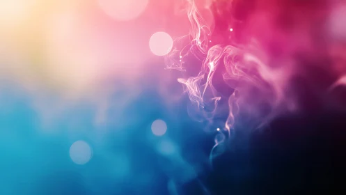 Colored smoke wisps rise across blurred bokeh gradient