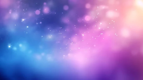 Dreamy Bokeh Lights in Blue and Purple Gradient Abstract Background.