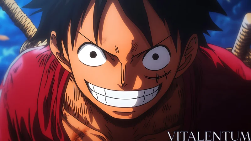 Energetic anime hero charging forward with a fearless grin.