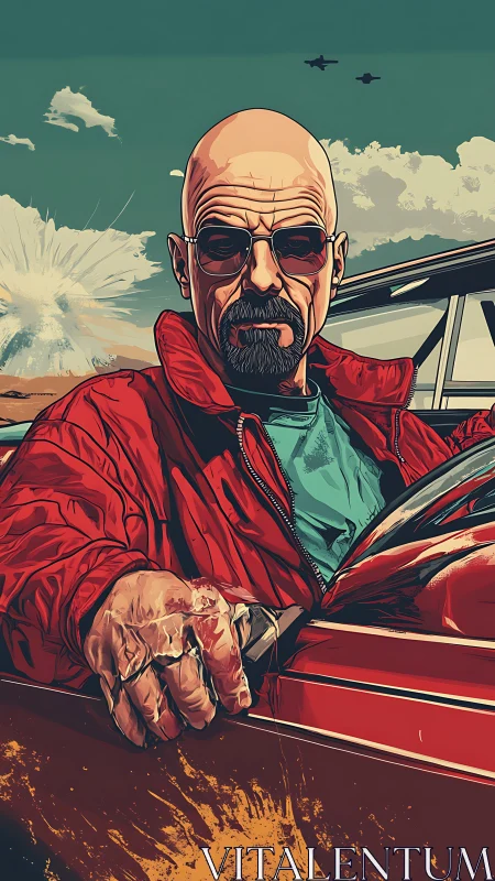 Bold driver in red jacket stares ahead with steady resolve