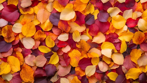 Autumn leaves create a vivid, mosaic-like seasonal carpet