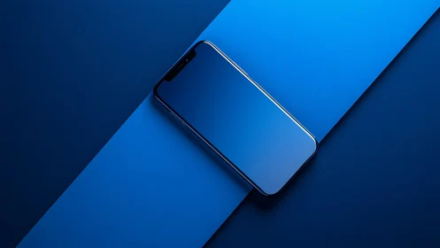 Modern smartphone positioned on angular blue gradient background