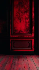 Crimson corridor wall brooding in gothic velvet shadows.