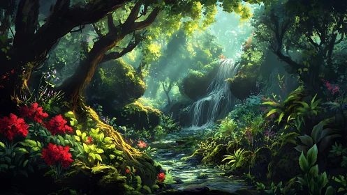 Emerald Cathedral: Where Waterfalls Whisper Through Ancient Groves.