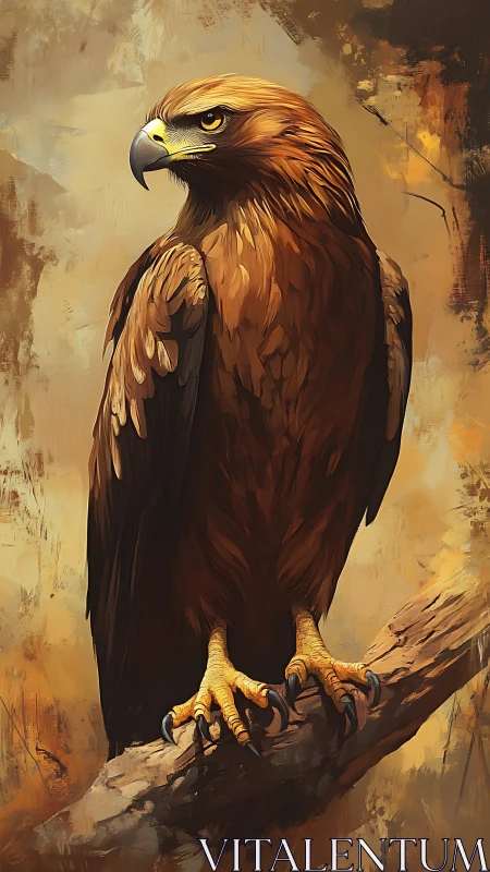 Regal golden eagle rendered in warm-toned digital painting