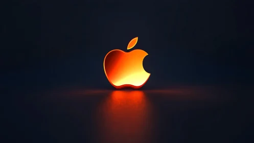Luminescent Apple Logo Against Dark Backdrop.