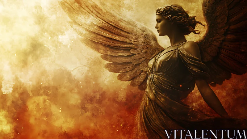 Emberwing guardian rising through a storm of burning light.