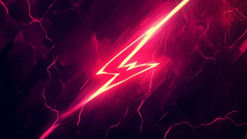 Electric magenta lightning bolt on abstract neon field.