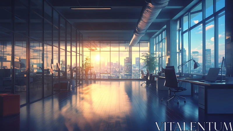 Golden Hour in the Sky: Modern Office Dreams.
