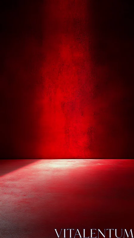 Red textured room with spotlight on empty floor surface