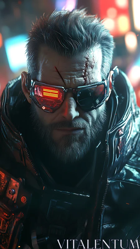 Cybernetic operative portrait renders neon-lit tactical visor