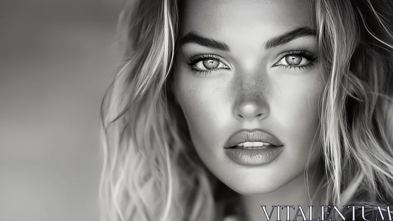 Monochrome high-contrast close-up portrait with shallow focus