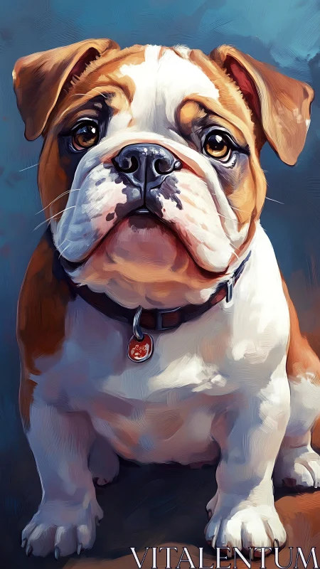 Bulldog puppy portrait glows in soft painterly light