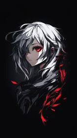 Monochrome anime profile with red spectral energy trail.