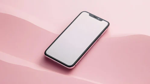 Sleek smartphone on pastel pink background, modern minimalist style.