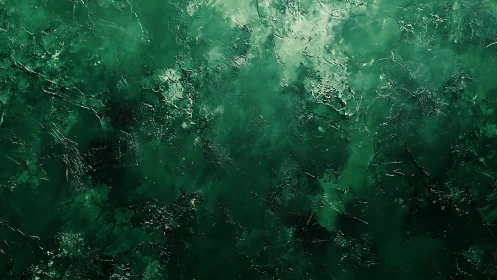 Emerald tonal abstract texture with layered impasto depth.