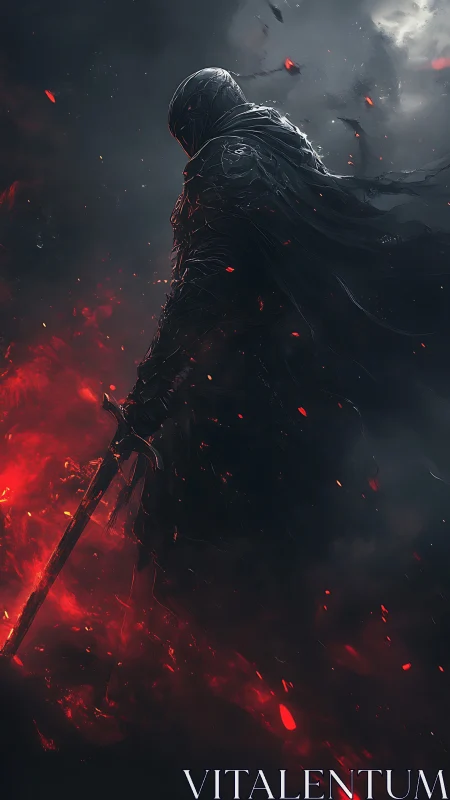 Ashen dusk knight wrapped in burning embers of silence.