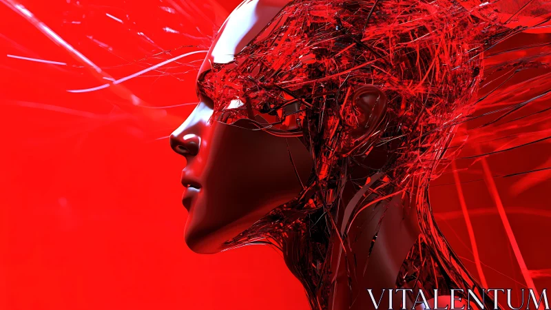 Red neural filament construct enveloping synthetic profile.