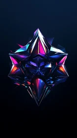 Prismatic crystal star glows softly against deep night blue