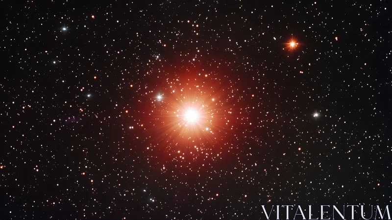 High-luminosity red giant with diffraction flare in dense starfield