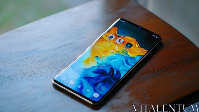 Premium Smartphone with Vibrant Abstract Wallpaper.
