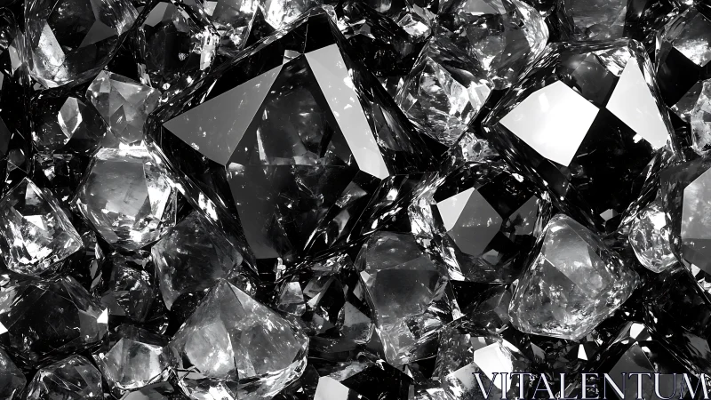 Clustered cut transparent crystals display reflective facets