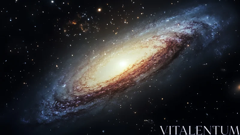 Edge-on spiral galaxy with dense stellar core and dust lanes