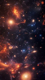 Vertical deep space field renders dense star and nebula clusters