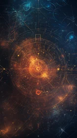 Stellar navigation interface renders concentric astro-cartographic grid