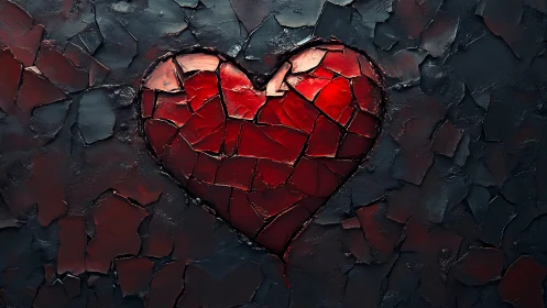 Cracked Red Heart Through Dark Decay.