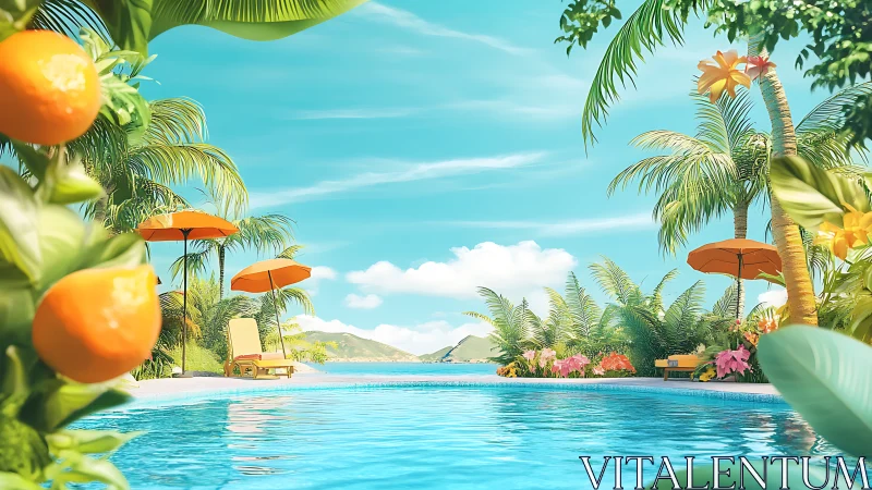 Tropical Beach Resort Pool with Ocean View.