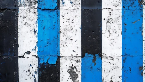 Grungy Blue, Black, and White Striped Wall Texture in Urban Style.
