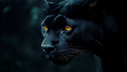 Mesmerizing Black Panther with Golden Eyes Stares Into Your Soul
