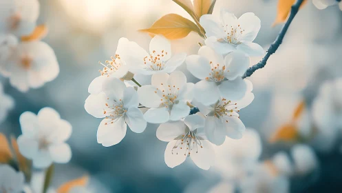 Spring Floral Cluster with Golden Stamens and Soft Focus Depth.