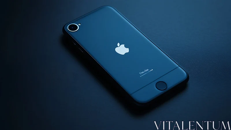 Deep Blue iPhone Display Showcases Apple's Premium Smartphone Design.