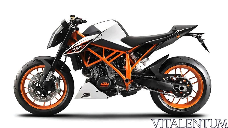 Track-focused naked motorcycle with orange trellis chassis.