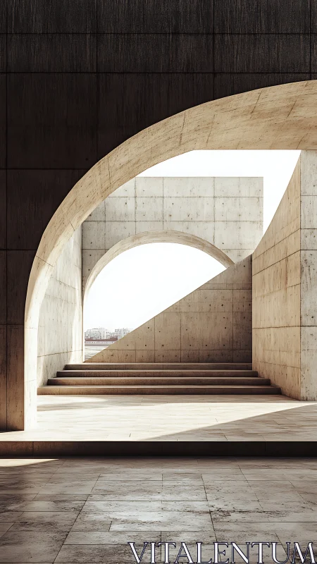 Shifting sun carves quiet geometry through concrete arches