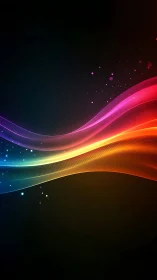 Prismatic light ribbons drift across a star-flecked void.