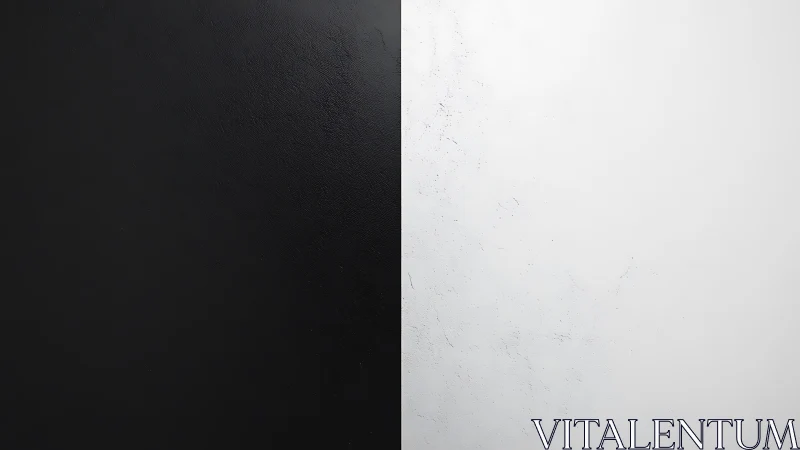 Vertical division of black and white textured surfaces.