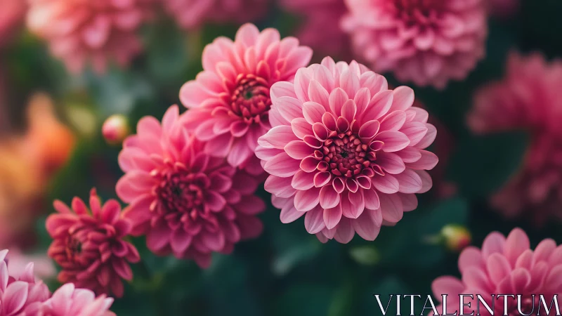 Delicate Pink Dahlias Bloom in Layered Splendor