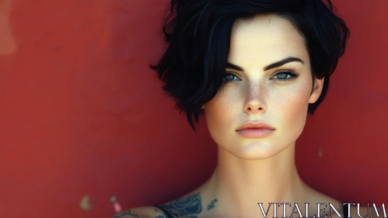 Striking short haired woman meets the camera with calm strength