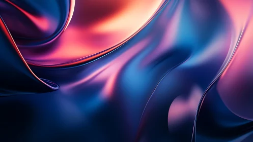 Silken neon waves glide through a twilight chrome horizon