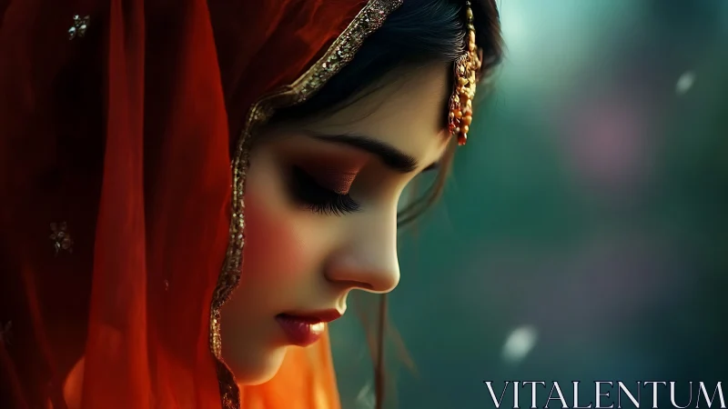 Side-profile study of veiled woman with soft cinematic bokeh lighting