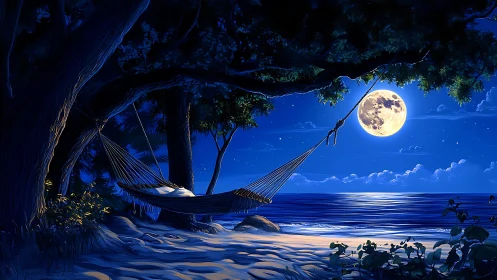 Moonlit Escape: Hammock Dreams Under the Stars