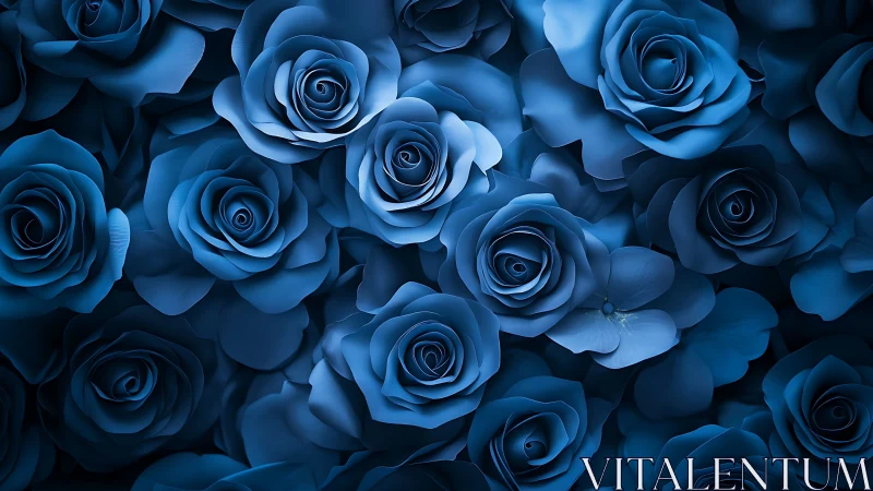 Blue roses dense floral arrangement.