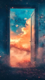 Doorway of drifting clouds and ember-lit dream horizons.